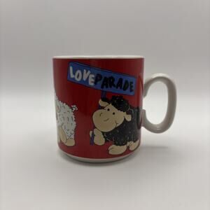 NICI - Love Parade - Mug - Sheep Cartoon - Black Sheep - White Sheep - Love